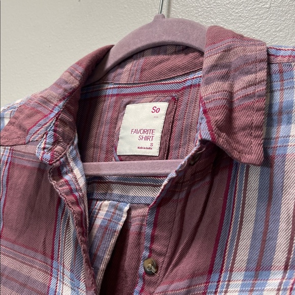 Lightweight Flannel Top - Wine/Burgundy, White, and Periwinkle/Purplish-Blue - Picture 3 of 17